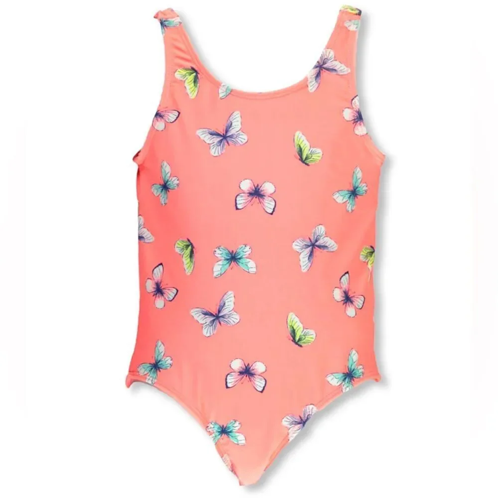 Carter’s Baby Girls One Piece Coral Butterfly Bow Detail Swimsuit. 12 Months.